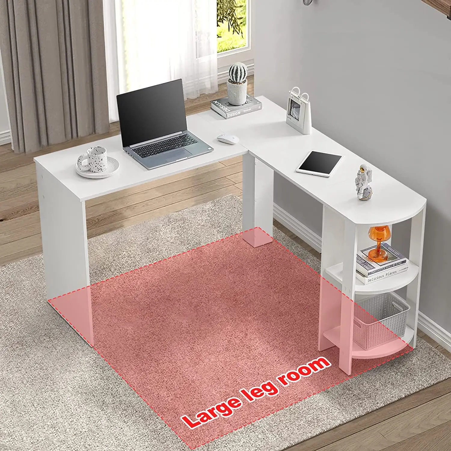 Simple L-type Study Office Computer Desk Wooden L-Shaped Computer Desks Home Office PC Study Writing Table With Storage Shelves