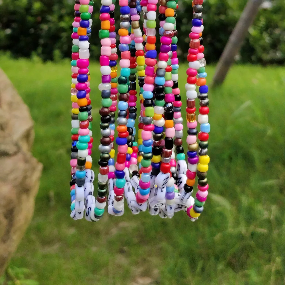 Stylish Lovely Colorful Acrylic Beaded Jewelry Creative Letters Clavicle Chain Necklace For Women