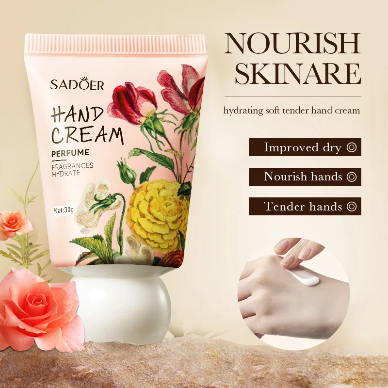 SADOER Natural Flower Extract Rose Cream Moisturizing Anti-freeze Anti-drying Mini Hand Cream Moisture Lotion