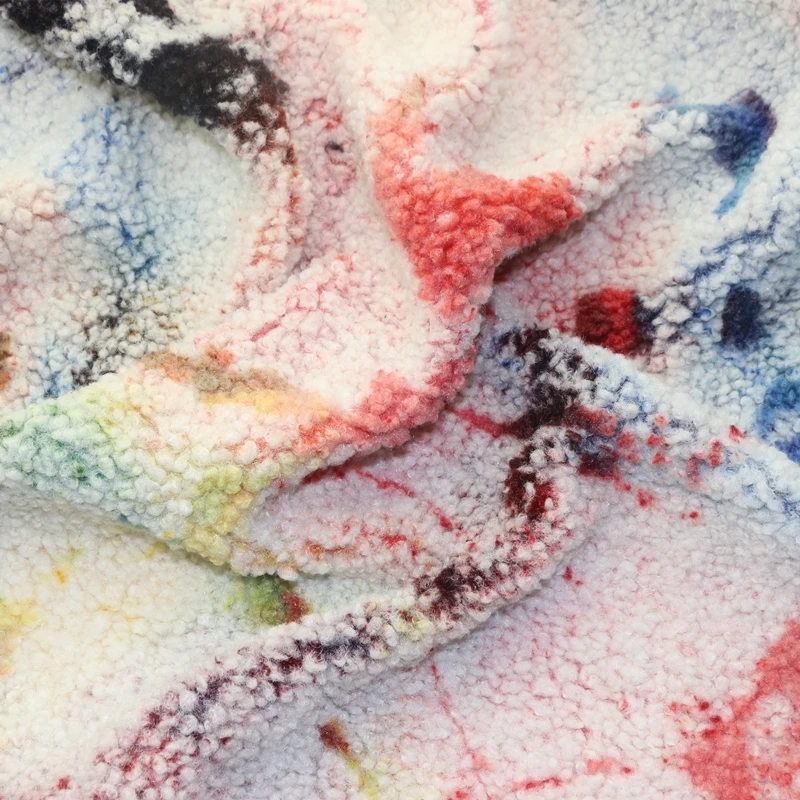 Polyester Giant Teddy Bear Sherpa Fleece Fabric Handworrk Plush Tie Dyed Fake Faux Fur Sherpa Fleece Fabric for Coat Garment Toy
