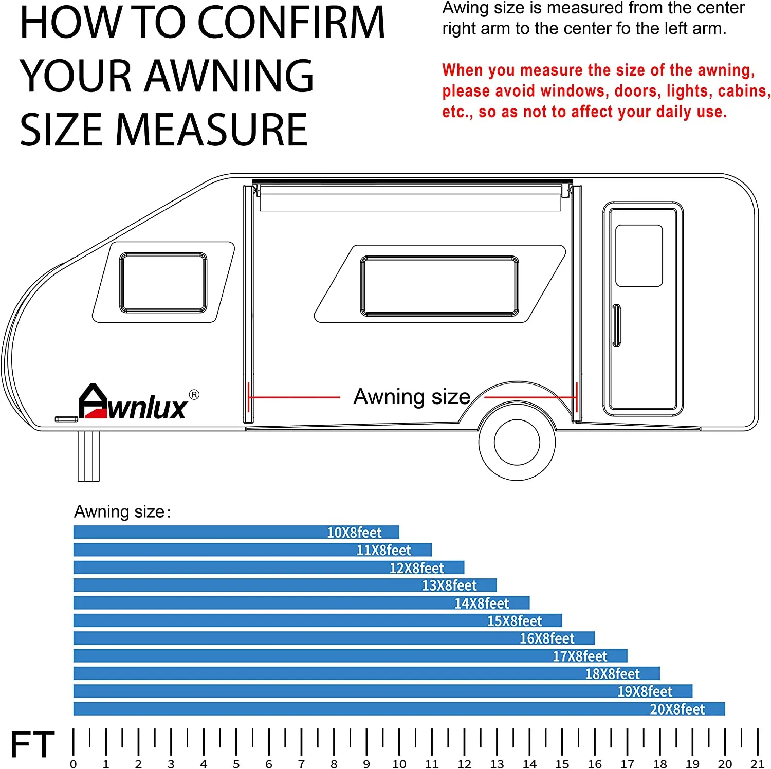 Awnlux intelligent control of motorized+crank handle travel caravans and motorhome used cheap rv campers buses