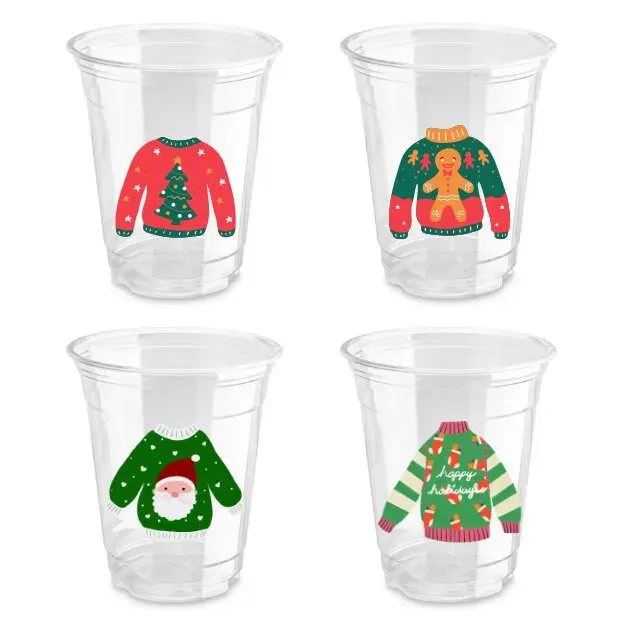Wholesale Plastic Cup 8oz 12oz 16OZ PP Cups Plastic Party Solo Multi-color Christmas Plastic cup
