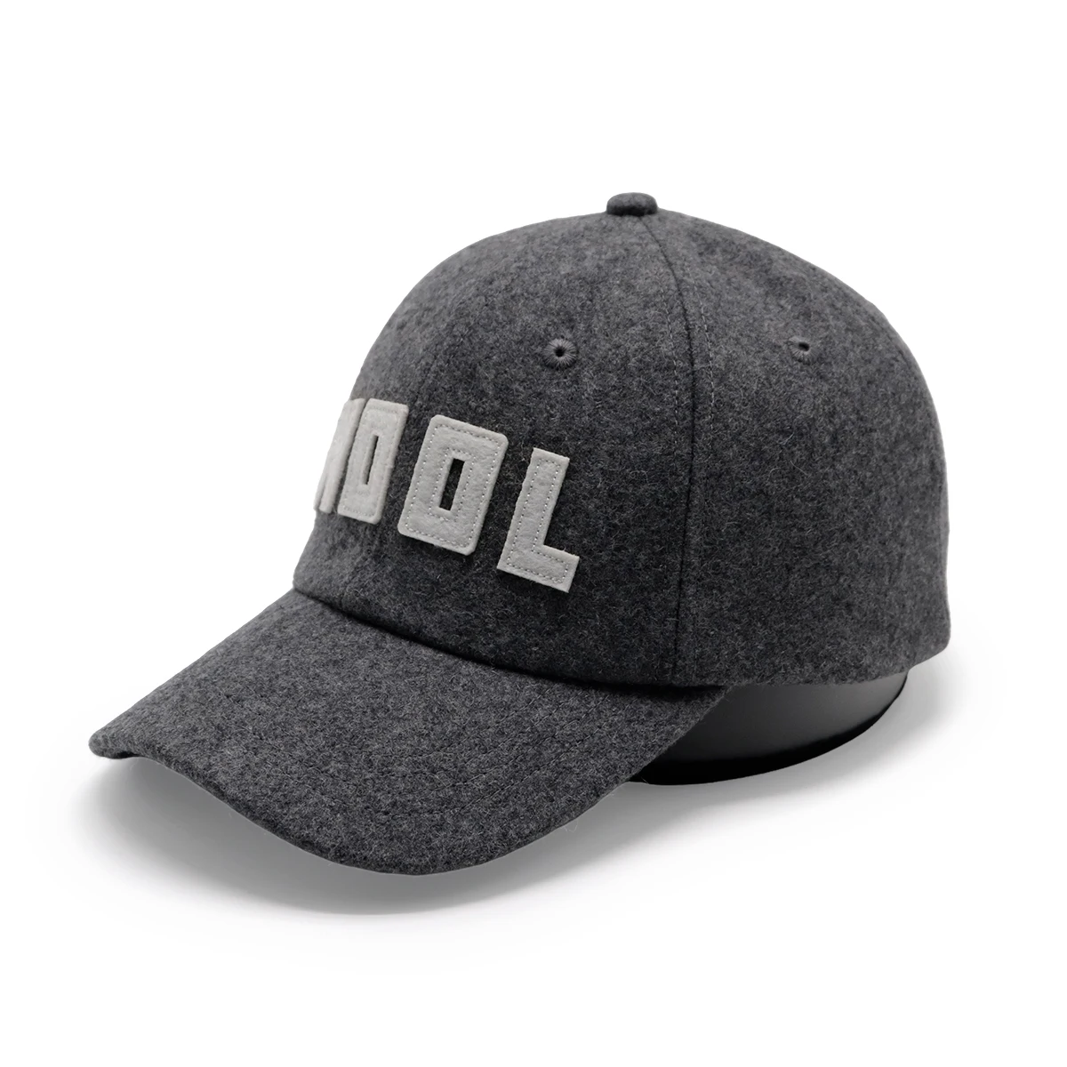 Leather Strap Metal Buckle Unstructured Winter Wool Blended Baseball Cap 6 panel Felt Applique embroidery Dad Hat