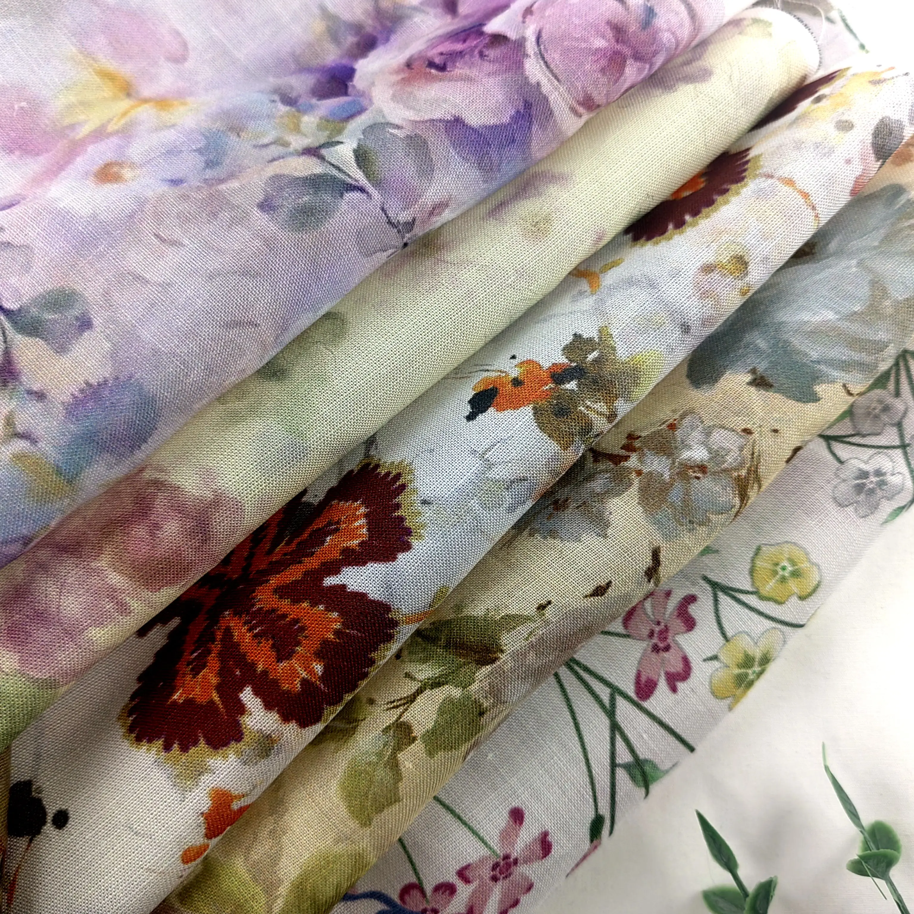 Popular High Quality Ramie Linen Fabric Breathable Summer Thin Skirt Fabric Digital Print Ramie Printed Fabric For Clothing