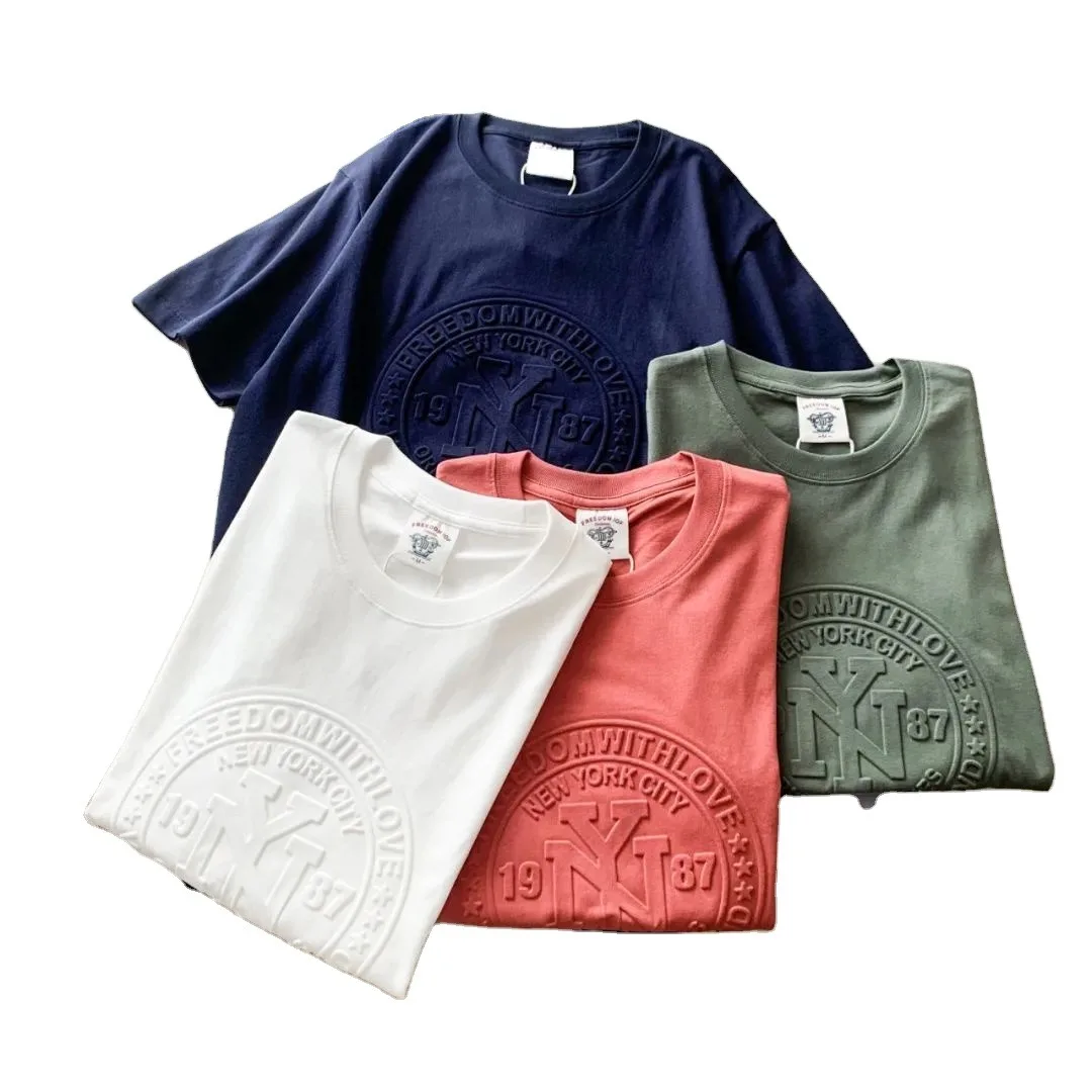 Wholesale Cheap price 3d embossed printing t shirt 100% cotton oversize heavy custom embossed t-shirts