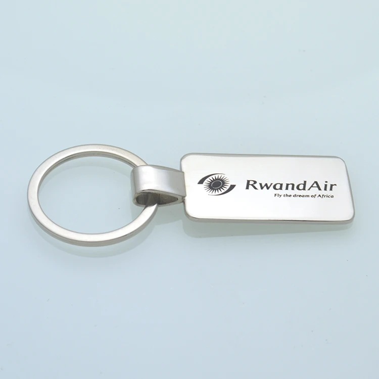 Two Sided Laser Engraved Flat Metal Rectangle Keychain UV/Offset/Digital Printing Carabiner Type with Logo