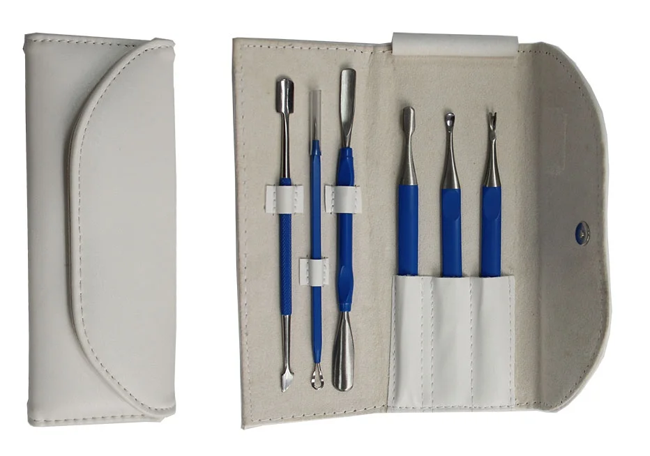 6pcs Durable Dual Head Nail Trimmer with PU Case Easy Portability Colorful Cuticle Pusher Manicure Cleaner Tools Nail Art Tools