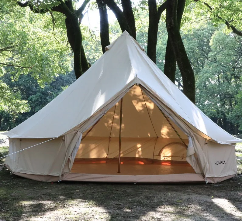 
Монгольская Юрта, вигвам для кемпинга на 5-8 человек, большая пирамида, палатка для походов, укрытие для дымохода, хлопковая непромокаемая восьмиугольная палатка 