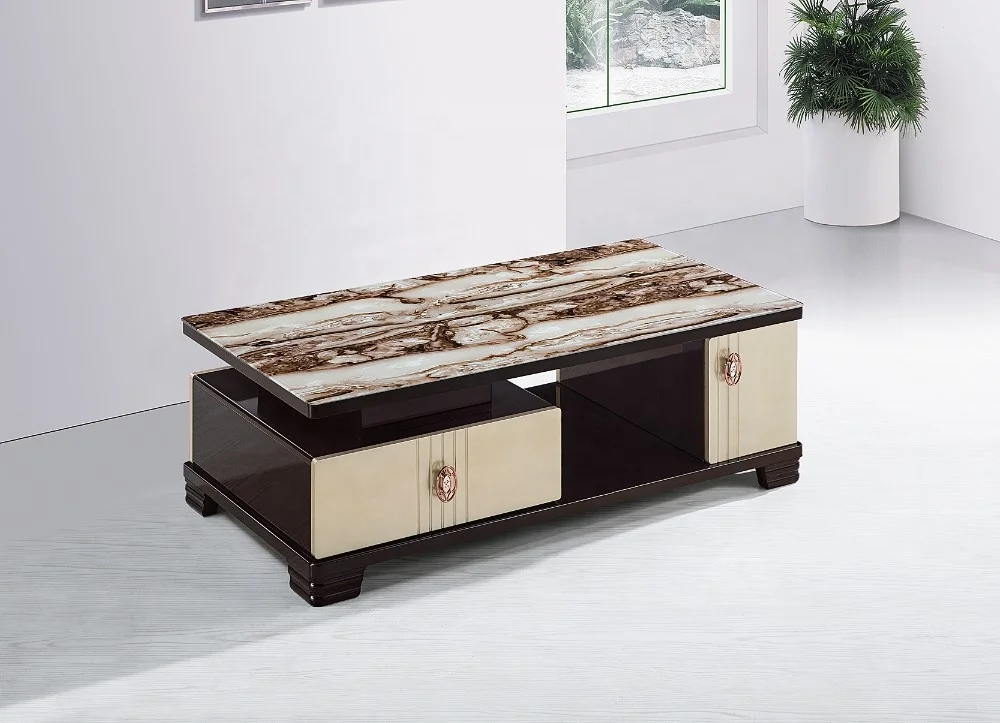 classic  MDF coffee table modern style with tempered glass surface