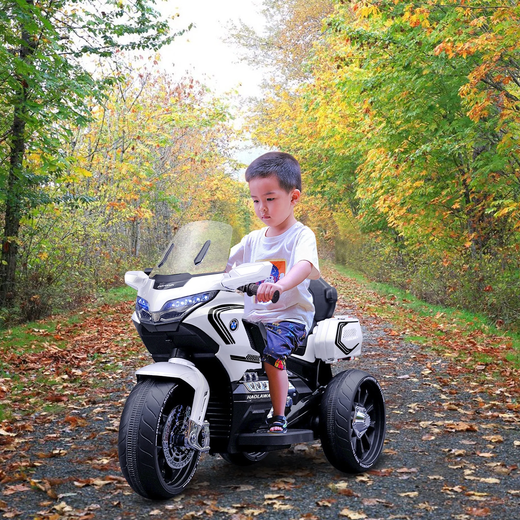Ride-on cars for kids motorbike two-seater learning toys 4WD 12V/7A/10A battery tricycle motorcycle 390W motor Pedal to the gas