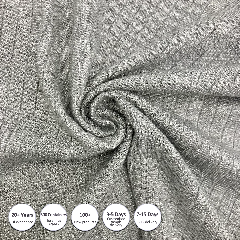 Wholesale Fashion Sparkle Shiny Sliver Knitted Polyester Metallic Stretch Lurex Glitter Fabric For Clothing