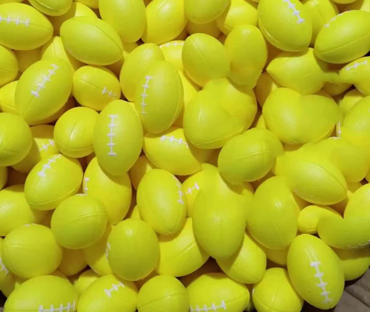 New Promotional Customized Logo Soft Stress Rugby Ball Shape Pu Foam Anti Stress Squeeze Toys Sports Ball For Kids