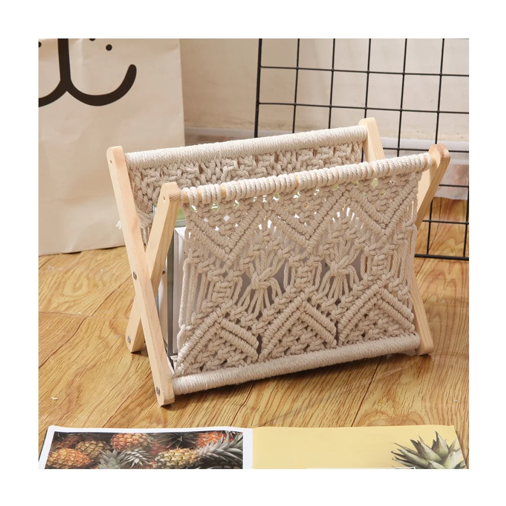 ZL-корзина для хранения газет и книг, стойка, подставка для магазинов в стиле бохо, подставка для журналов макраме