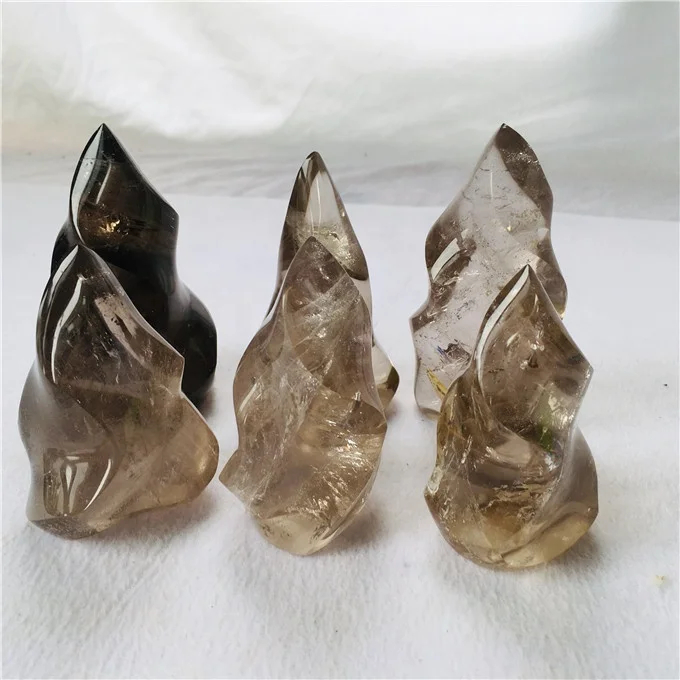 top quality polished dark tea smoky crystal quartz flame for healing