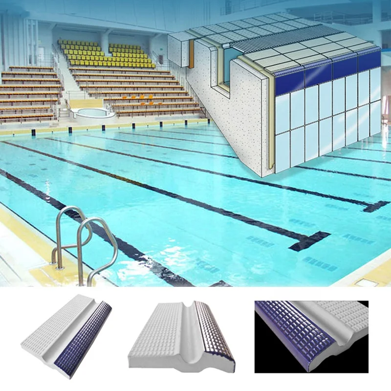Top quality light blue ceramic swimming pool border tiles for pool coping