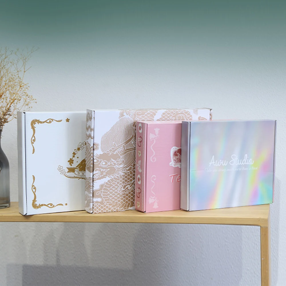 Recycled Customize Gift Craft Kraft Mailer Corrugated White Hard Paper Shipping Packing Boxes