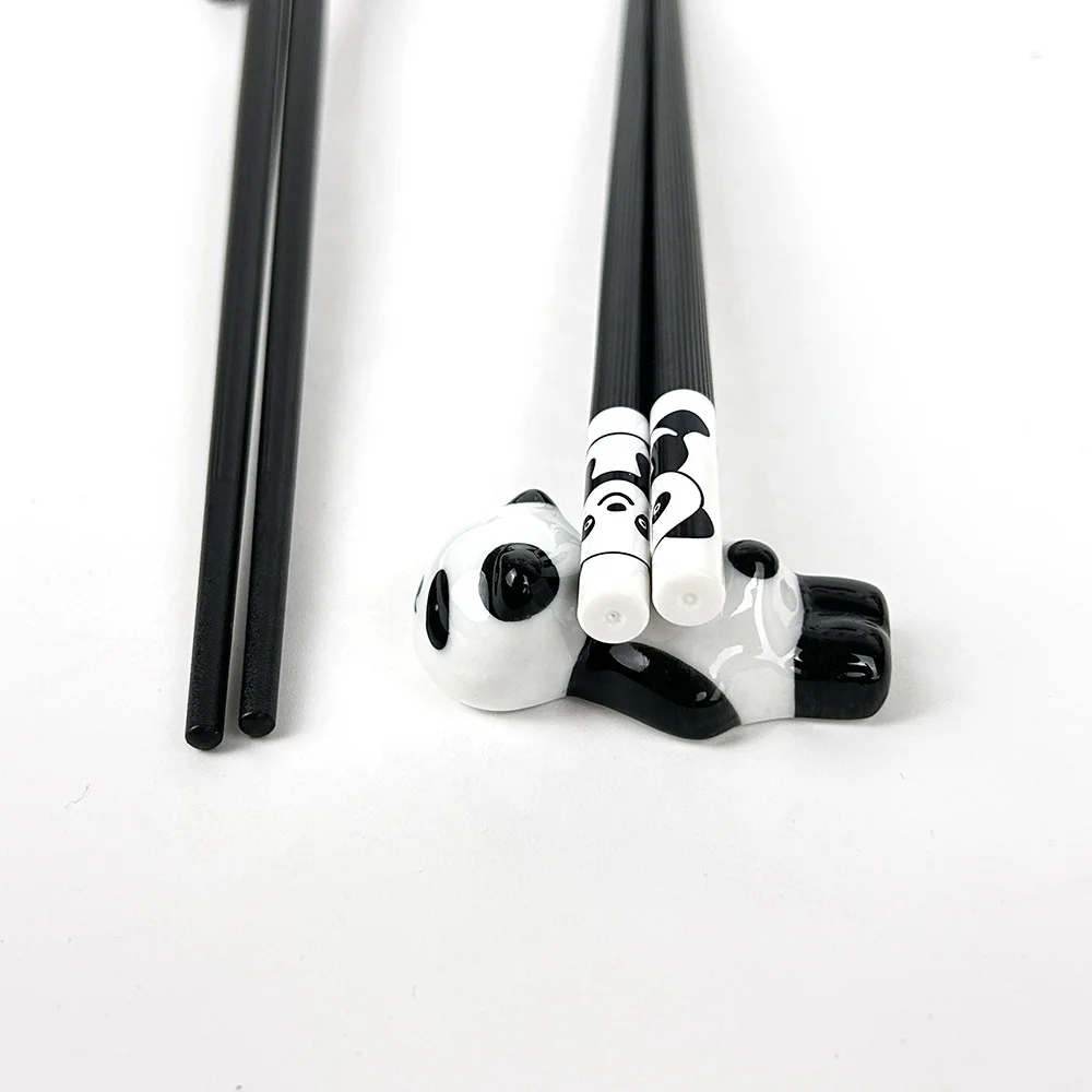 alloy chopsticks black and white panda cute cartoon kids chopsticks eco friendly safety chopstick