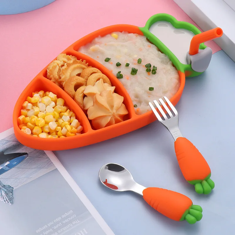 baby products 2021 trending dinnerware sets cutlery bib Plates baby spoon silicone bibs baby feeding set