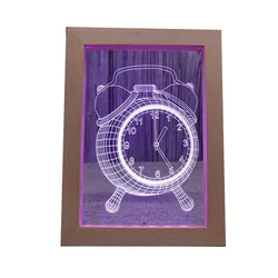 Pattern Customization Romantic Gift, Wooden Photo Frame 3d Acrylic Illusion Night Light/