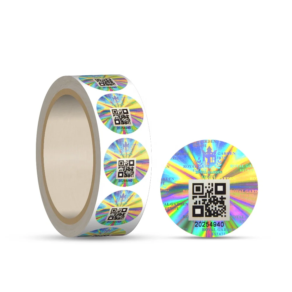 Waterproof Vinyl Die Cut Anti-fake Hologram Sticker Authenticity Security Sequence Codes With Special Void Logo Label
