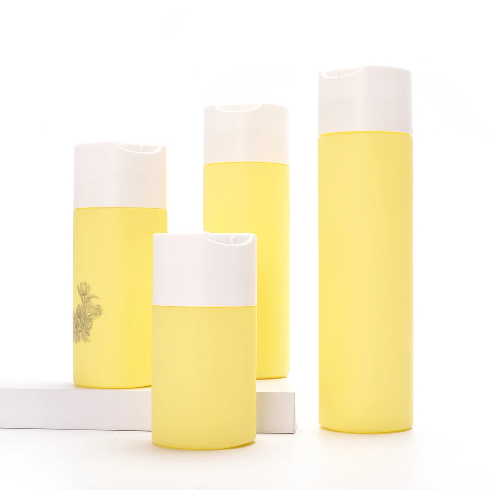 100ml frosted plastic bottle 150ml 200ml 5oz yellow cosmetic containers 250ml hdpe plastic bottle
