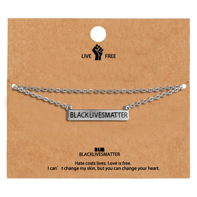 Fist blm necklace jewelry gold plated black lives matter movement necklace