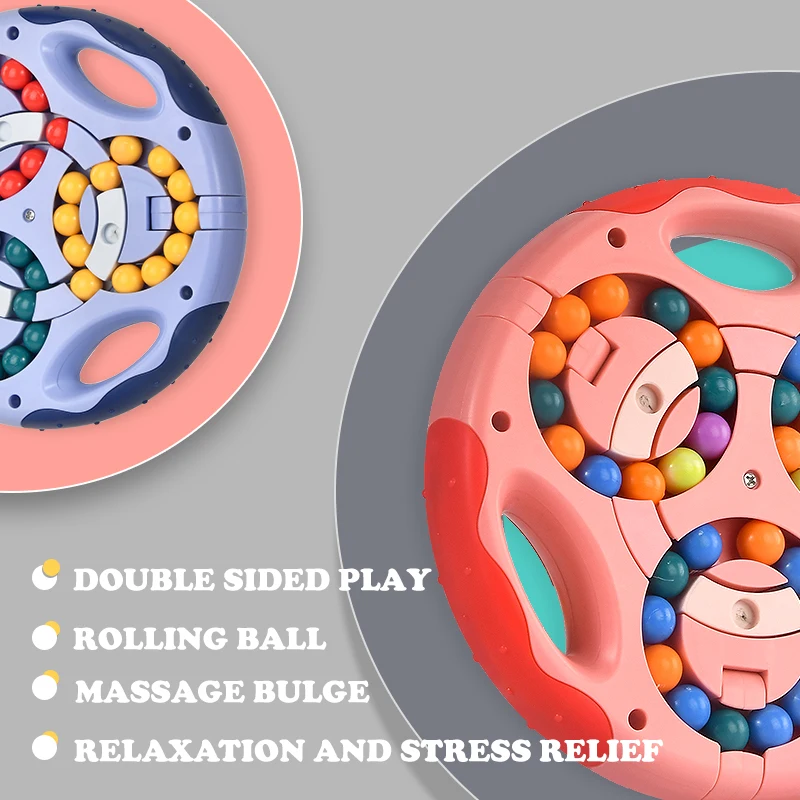 Stress Relief Fingertip Magic Bean Fidget Toys Educational Brain Game Rotate Puzzle Cube For Kids