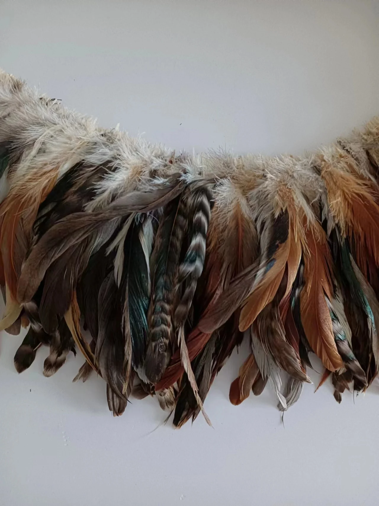 6-8' 15-20cm  rooster mixed bronze chinchilla tail Strung double stitched Rooster Feathers for hair extention,fly fishing tying