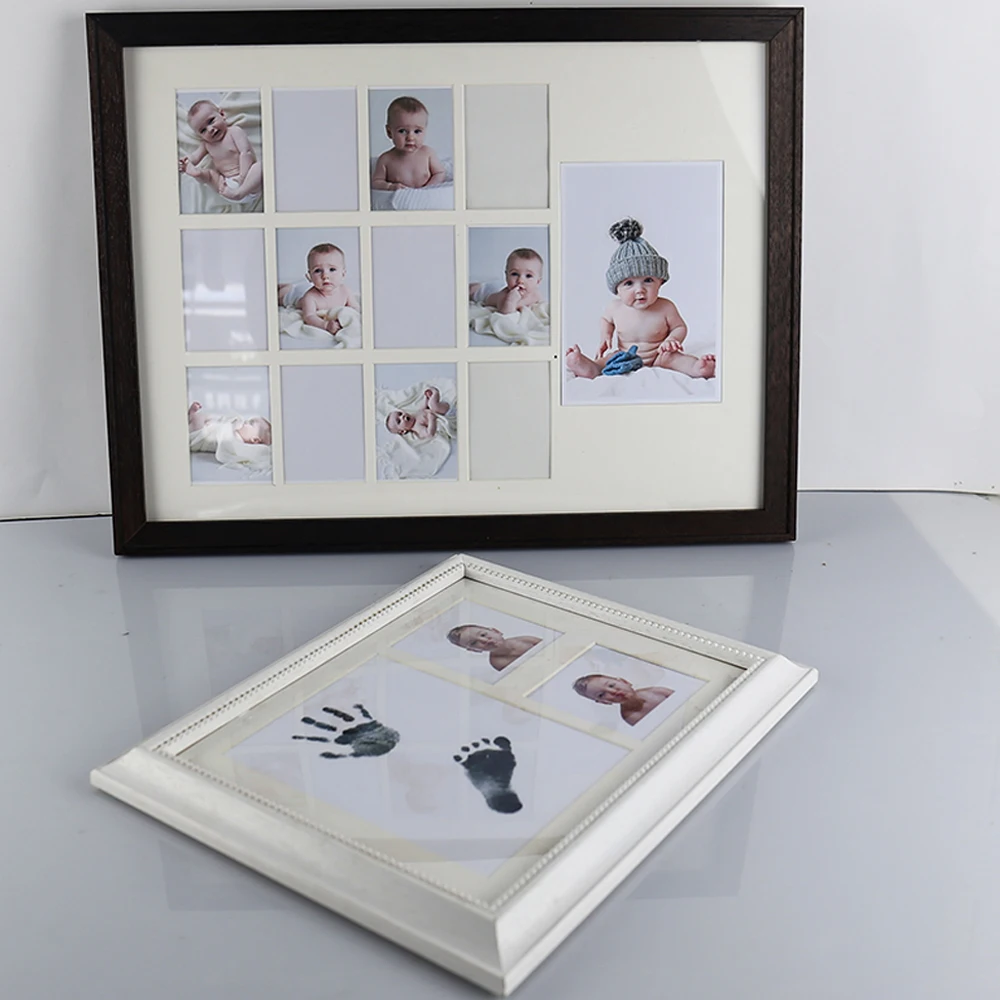 Memory Box Pine Wood 2 Picture 12 Month My First Year Baby Photo Frame