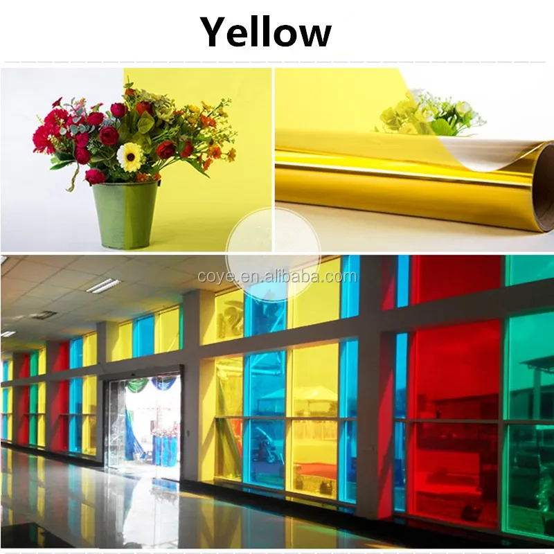 Decorative Non Reflective Window Glass Film Solar Tint Architectural Film Yellow color