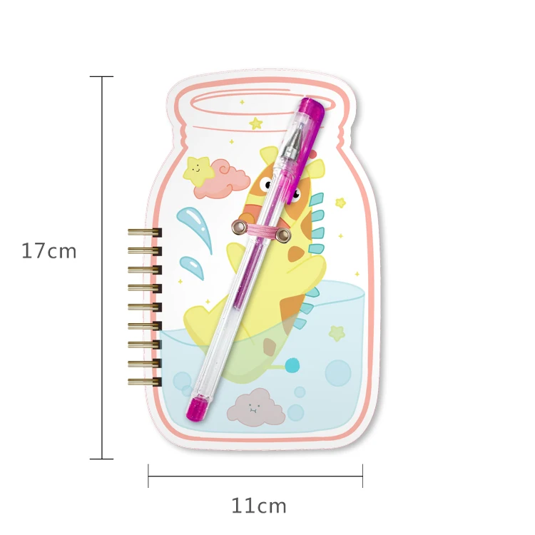 LOW MOQ Wholesale New designed Dairy Processing Machines Line cute notepad Jar A5  spiral Notebook with pen attached