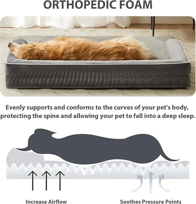 Fully removable large dog sleeping mat corduroy square little live pets animal mat fleece Memory Foam dog bed orthopedic
