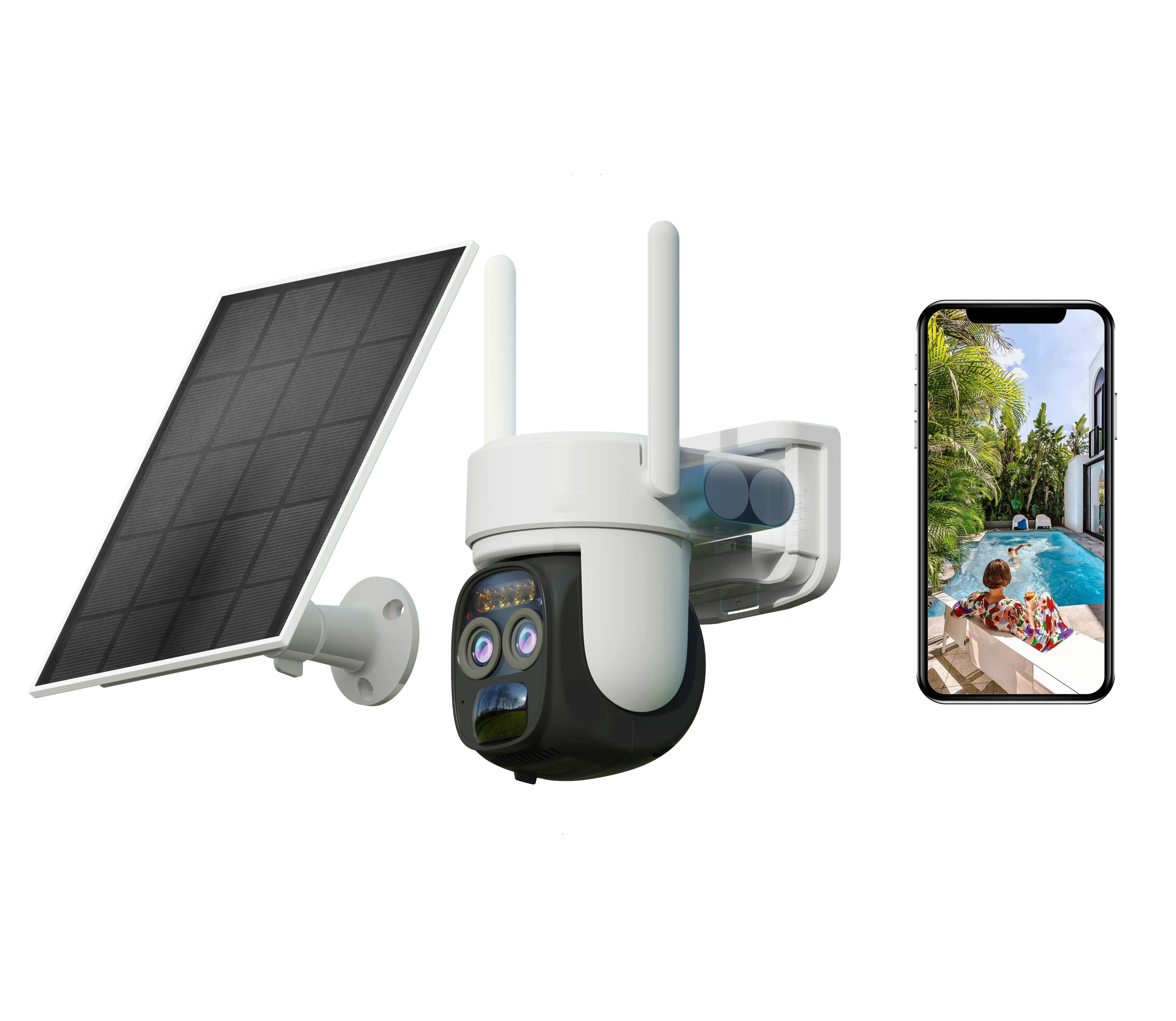 High quality WiFi ultra long standby 2K night vision dual lens WiFi camera waterproof PIR zoom dual lens camera