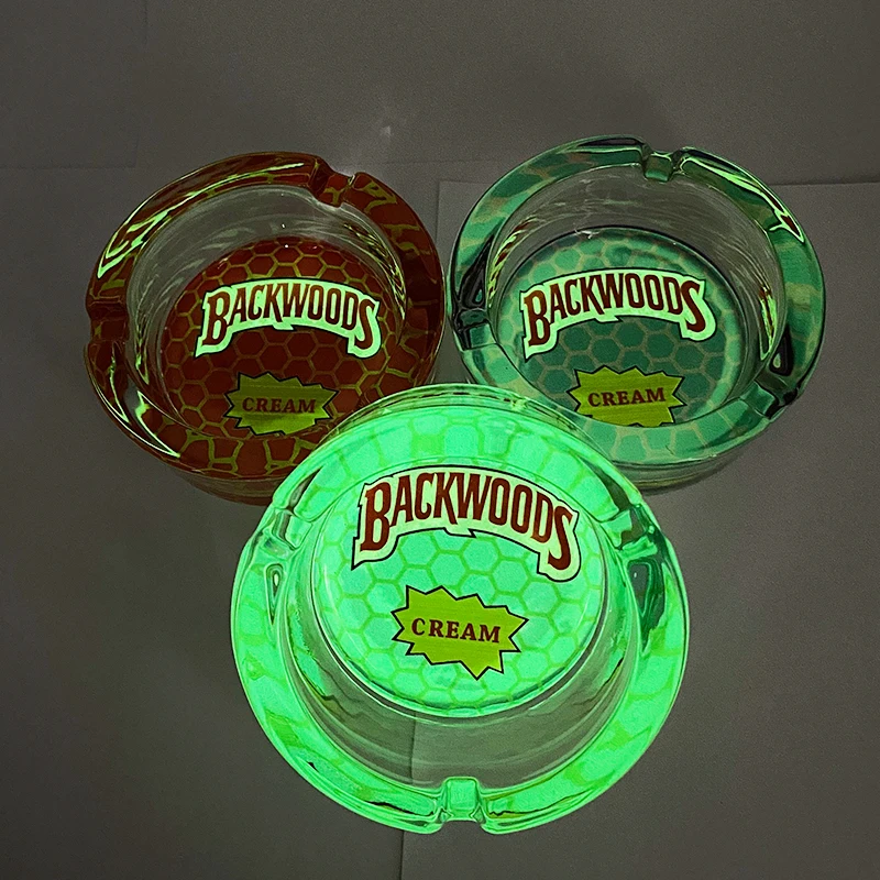 Блестящие маленькая стеклянная пепельница для сигарет изготовленным на заказ логосом Backwoods Стеклянная Пепельница пользовательские курение пепельница