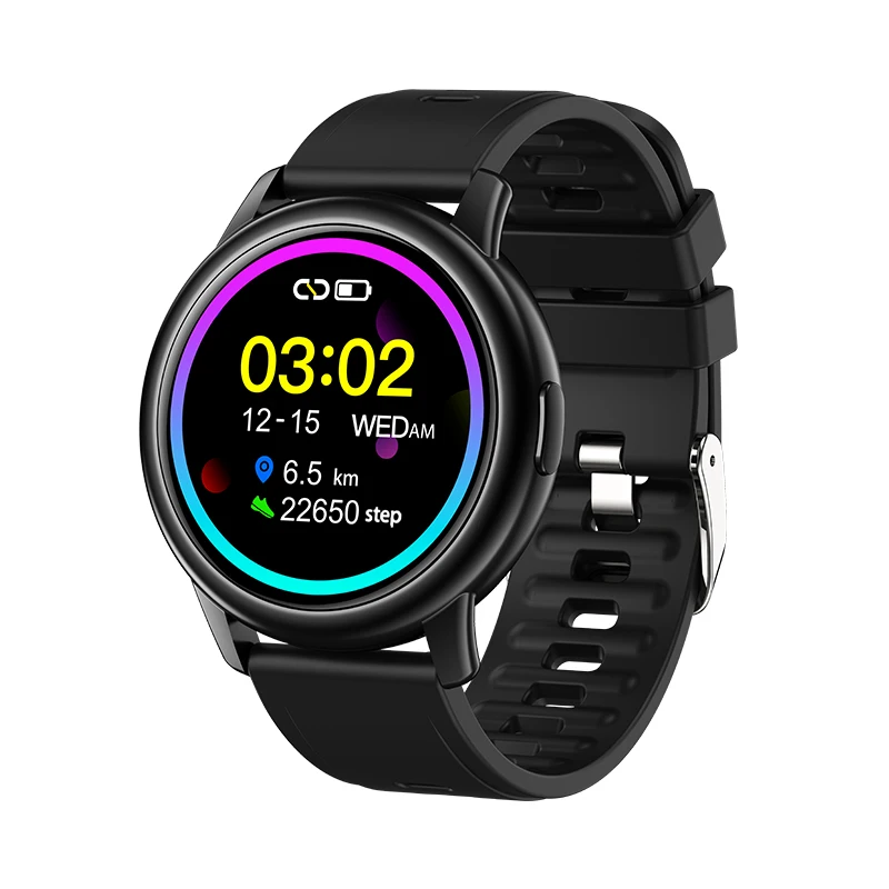 Sport smart watch 1.28 inch Circular screen silica gel full touch screen smart watches heart rate trackpedometer sport watch