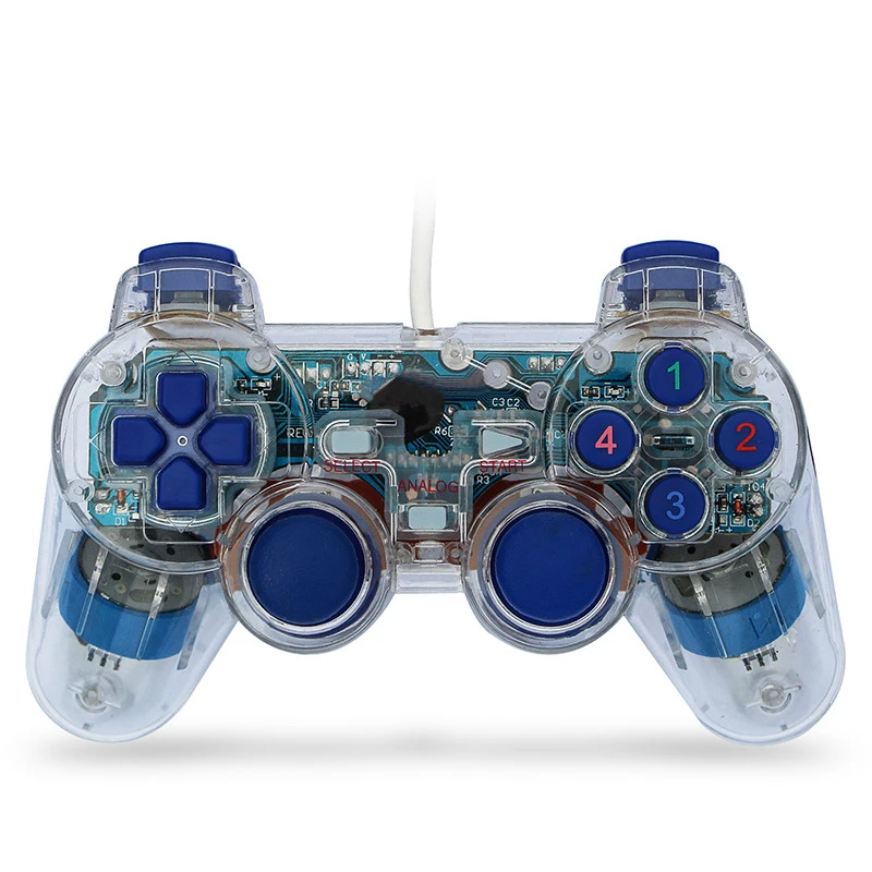 Transparent shell Usb Wire Joystick Gamepad Game LED lighting Controller For PC