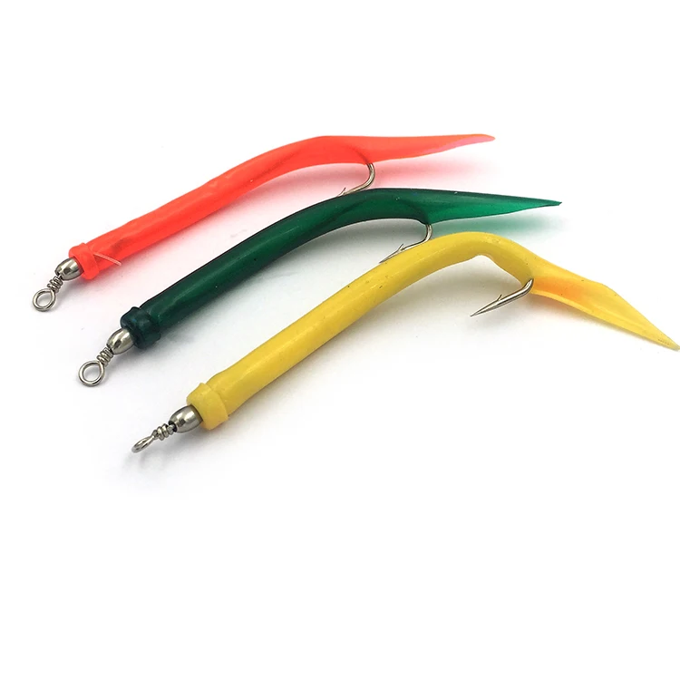 8 cm china wholesale trolling fishing eel jig with hook eel jig hook with rubber tube sea lure teaser