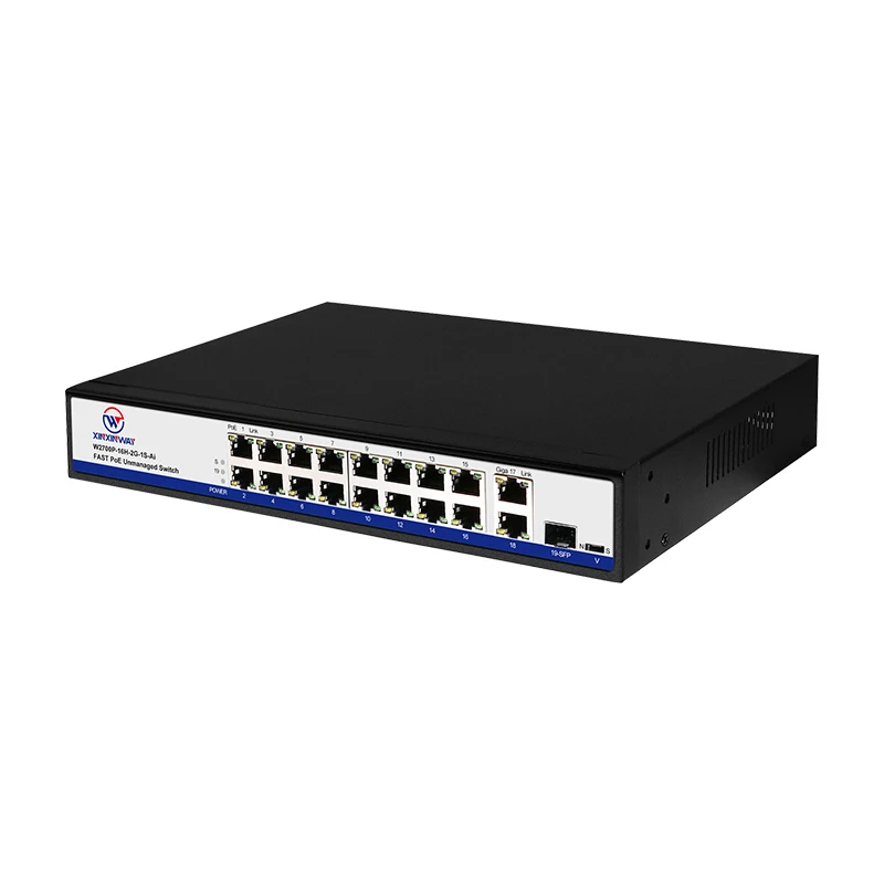  100 м 16 портов 250 poe коммутатор с 2 гигабит rj45 1 uplink SFP 48v ip