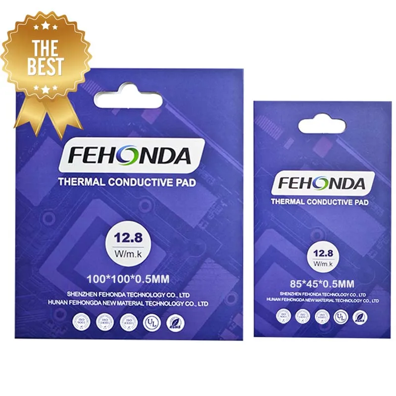 Fehonda 12.8W 100*100mm 1.0 mm 1.25mm 2.25mm High-Quality Fehonda 1.25mm Thick Thermal Conductivity Silicone pad