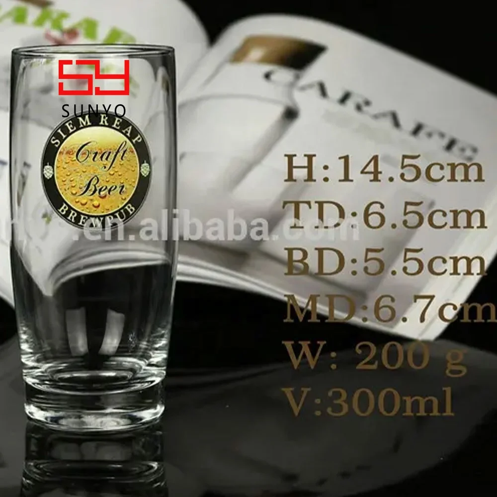 Customized Logo Branded Using Special Shape Beer Glass Multi Size Wholesale Factory Beer Can Glass Cup