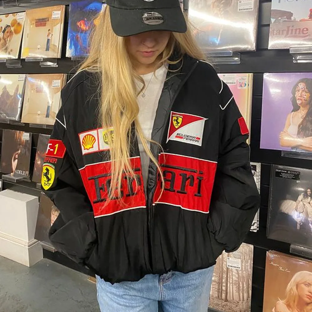 High Quality Soft Casual vintage s Puffer warm Polyester/Nylon Quilted Printed Bomber