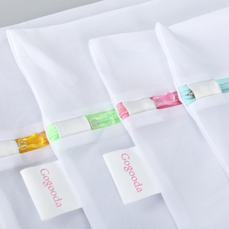 Multiple Sizes White Zippered Travel Washing Laundry mesh Net Bag