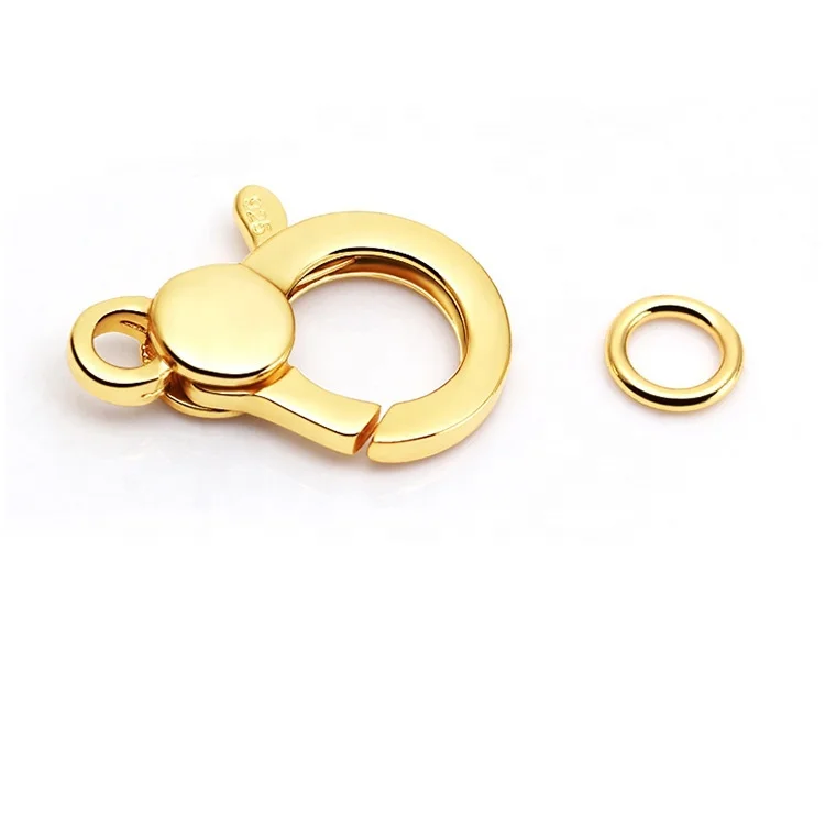 Изготовленные на заказ ювелирные изделия из веревки 14 карат золото розовое Пружинная Застежка-карабин от производителя Стерлинговое Серебро застежки для ожерелья изготовления