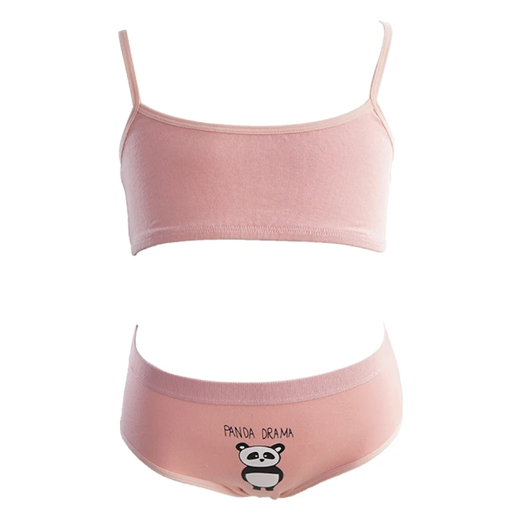 Популярный однотонный хлопковый бюстгальтер без косточек и нижнее белье для девушек тренировочный комплект из бюстгальтера и трусиков