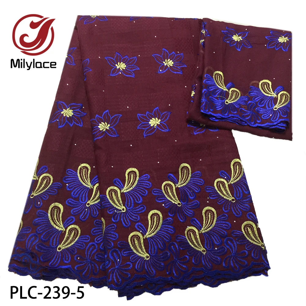 Embroidery 5 yards 100% Cotton Swiss Lace and 2 yards French Lace Fabric with Rhinestones