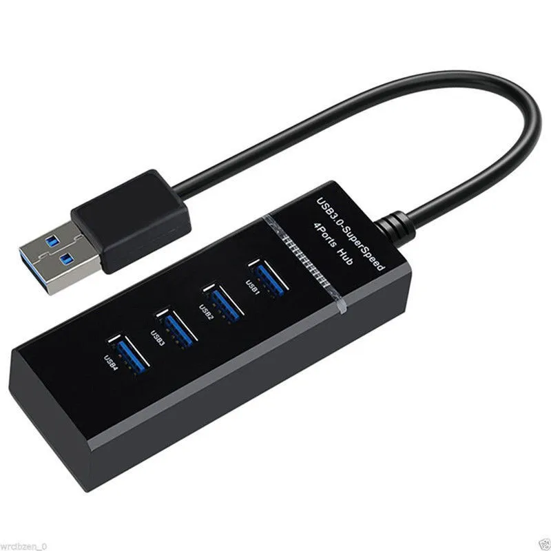 4 Port Ultra slim USB 3.0 Hub High Speed USB 3.0 Data and power for Windows, Mac OS, Linux With Built-in 0.5 Foot USB3.0