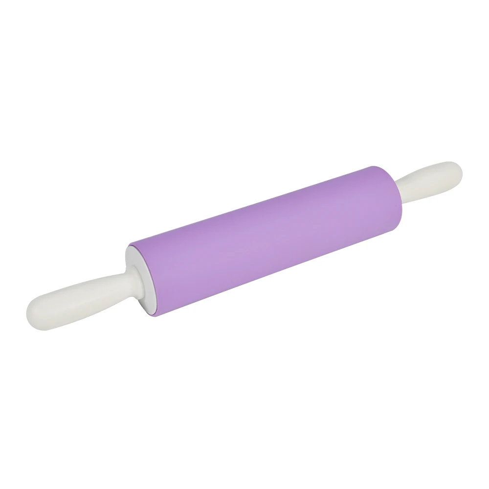 Food safe grade silicone dough rolling pin silicone roller pin with plastic handles