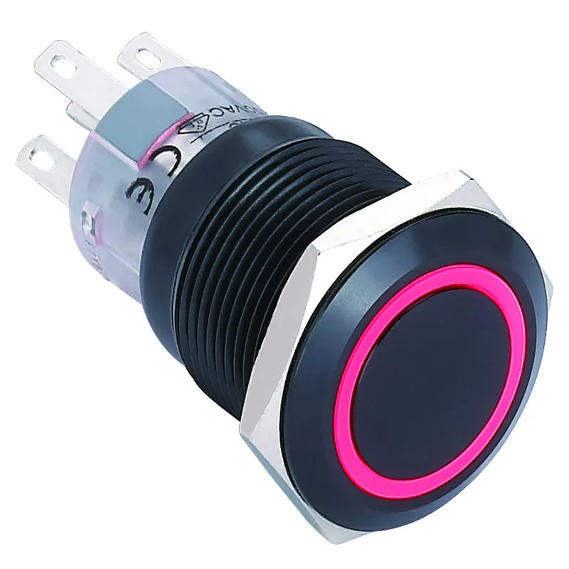 ELEWIND 19mm Ring illuminated latching push button switch(PM192F-11ZE/R/12V/A)