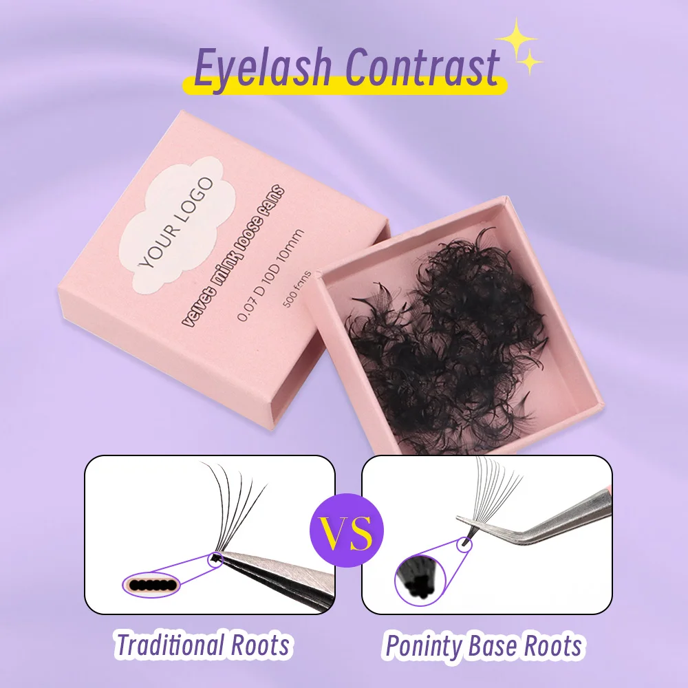 Pro Made Fans 500 1000 0.05 0.07 Pointy Base Premade Fans Russian Volume Loose Fans Eyelash Extensions