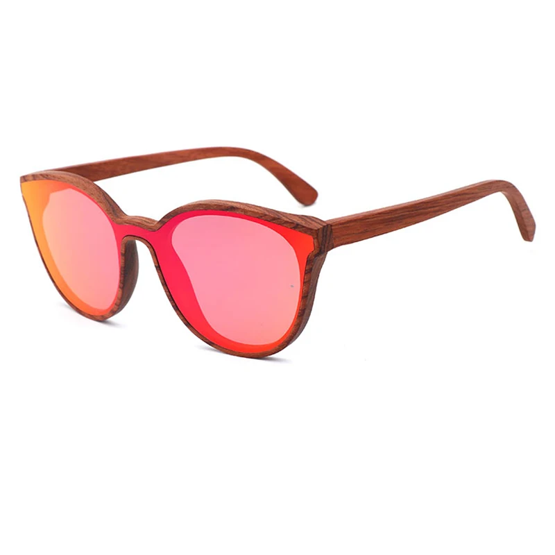 Cat 3 UV400 Polarized Wood Sun Glasses One Piece Lens Rimless Sunglasses